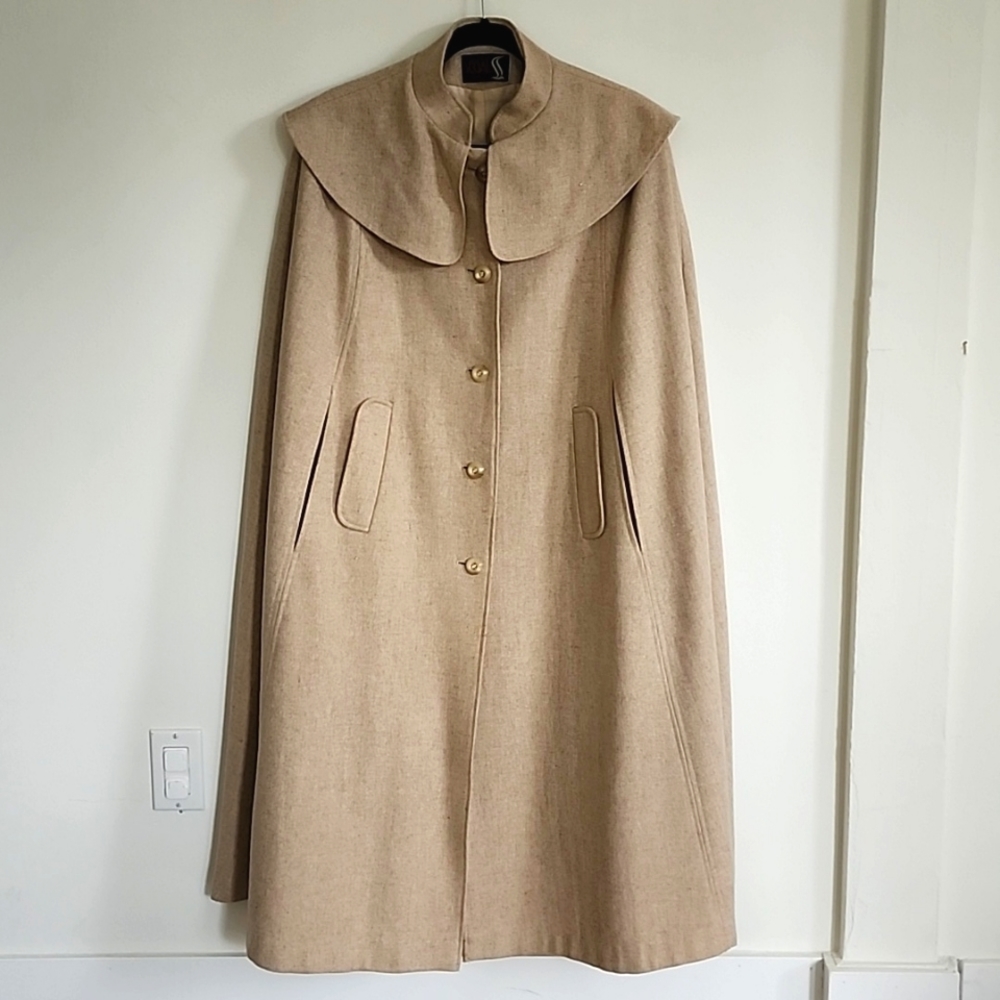 Vintage Wool Cape Coat - Picture 2 of 7